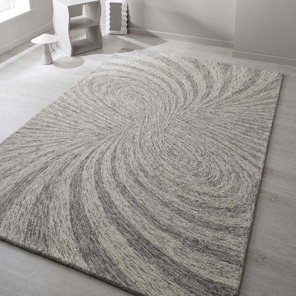 Elements Abstract Paradox Wool Rug in Grey - Grey